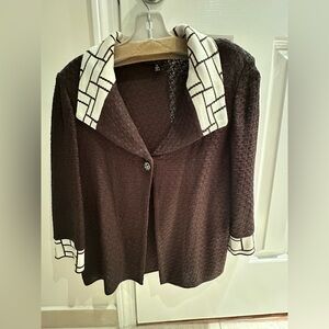 Ming Wang Beige and Brown Geometric Jacket